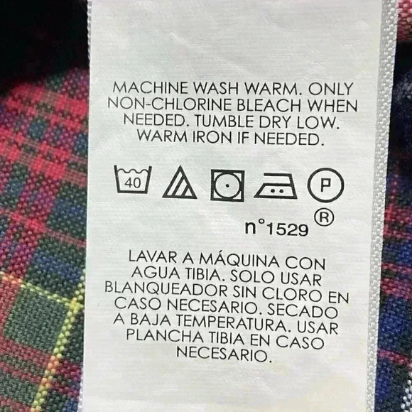 Ralph Lauren Men Button Down LS Shirt MEDIUM Red/Blue Plaid Career Cotton Casual - Picture 6 of 8